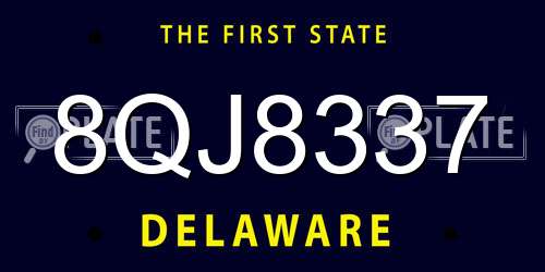 8QJ8337 Delaware License Plate