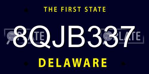 8QJB337 Delaware License Plate