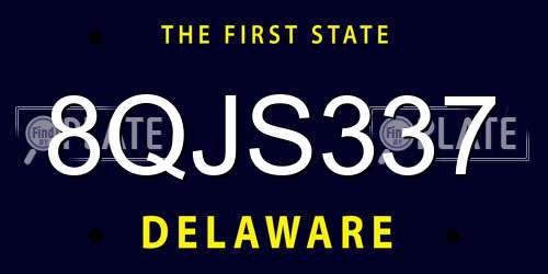 8QJS337 Delaware License Plate