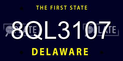 8QL3107 Delaware License Plate