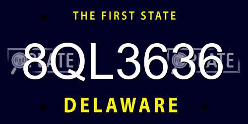 8QL3636 Delaware License Plate