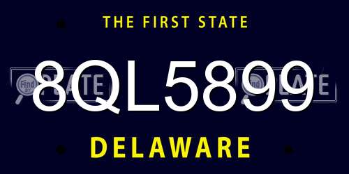8QL5899 Delaware License Plate