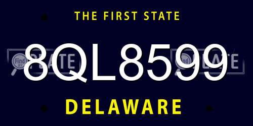 8QL8599 Delaware License Plate