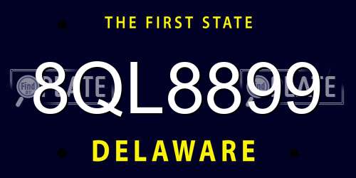 8QL8899 Delaware License Plate