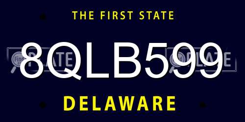 8QLB599 Delaware License Plate