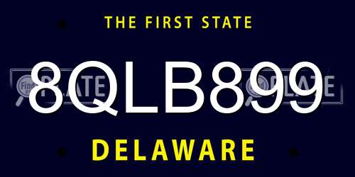 8QLB899 Delaware License Plate