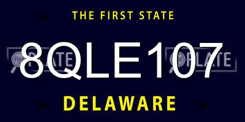 8QLE107 Delaware License Plate