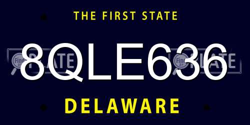 8QLE636 Delaware License Plate