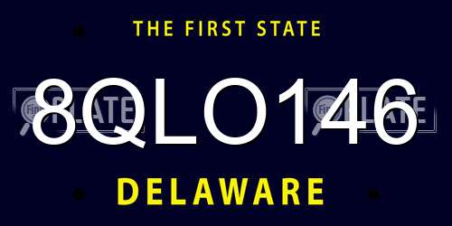 8QLO146 Delaware License Plate