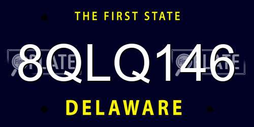 8QLQ146 Delaware License Plate