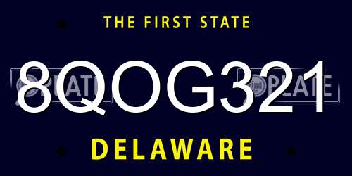 8QOG321 Delaware License Plate