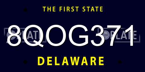 8QOG371 Delaware License Plate