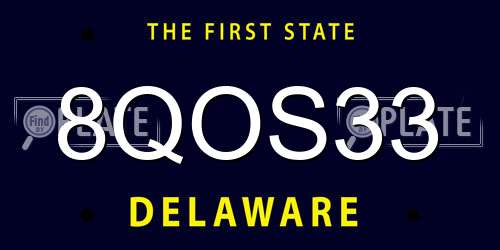 8QOS33 Delaware License Plate