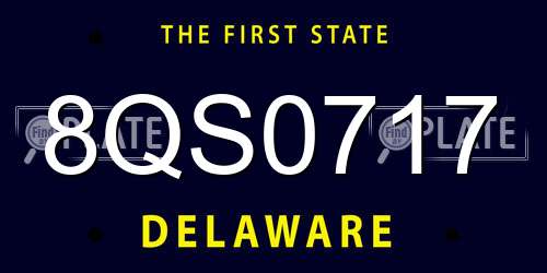8QS0717 Delaware License Plate