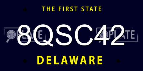 8QSC42 Delaware License Plate