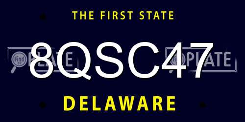 8QSC47 Delaware License Plate