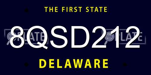 8QSD212 Delaware License Plate