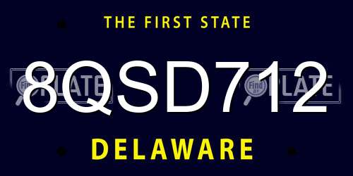 8QSD712 Delaware License Plate