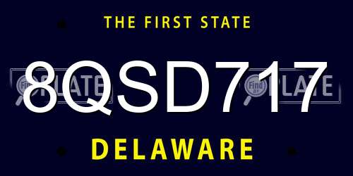 8QSD717 Delaware License Plate