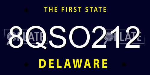 8QSO212 Delaware License Plate