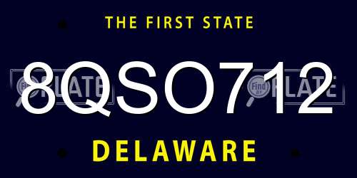 8QSO712 Delaware License Plate