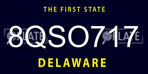 8QSO717 Delaware License Plate