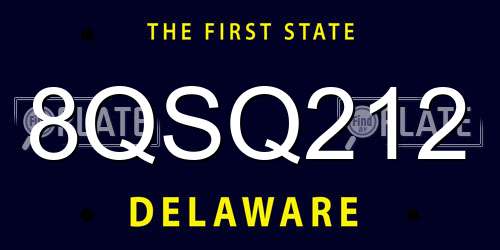 8QSQ212 Delaware License Plate