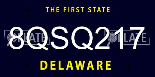 8QSQ217 Delaware License Plate