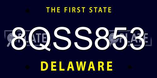 8QSS853 Delaware License Plate