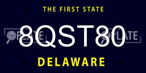 8QST80 Delaware License Plate