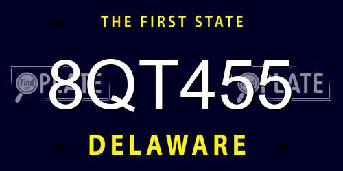 8QT455 Delaware License Plate