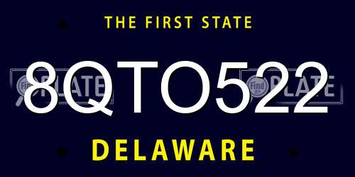 8QTO522 Delaware License Plate