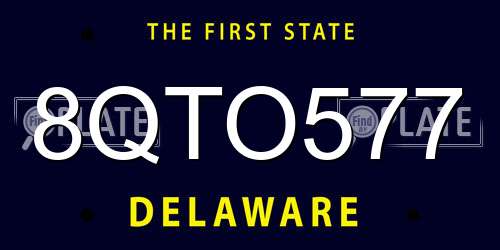 8QTO577 Delaware License Plate