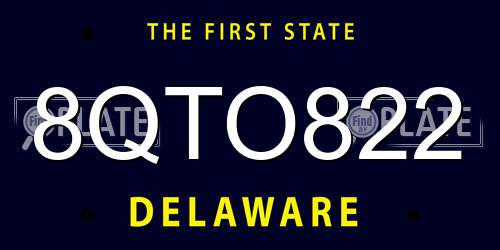 8QTO822 Delaware License Plate