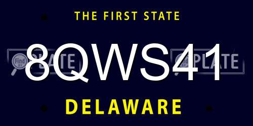 8QWS41 Delaware License Plate