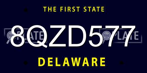 8QZD577 Delaware License Plate