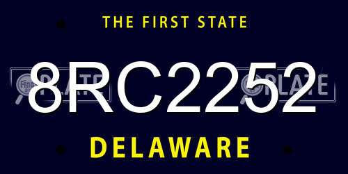 8RC2252 Delaware License Plate