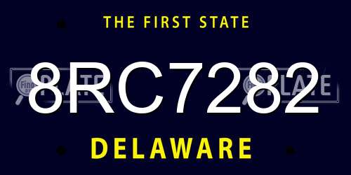 8RC7282 Delaware License Plate