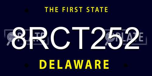 8RCT252 Delaware License Plate