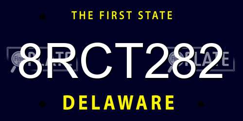 8RCT282 Delaware License Plate