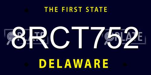 8RCT752 Delaware License Plate