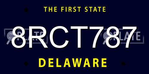 8RCT787 Delaware License Plate