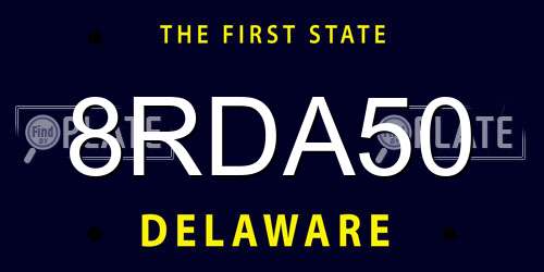 8RDA50 Delaware License Plate