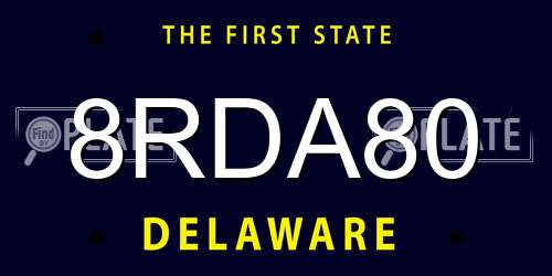 8RDA80 Delaware License Plate