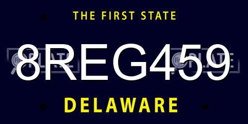 8REG459 Delaware License Plate