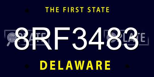 8RF3483 Delaware License Plate