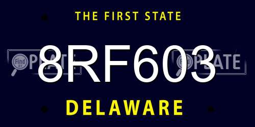 8RF603 Delaware License Plate