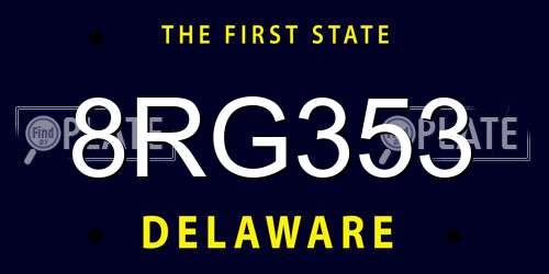 8RG353 Delaware License Plate
