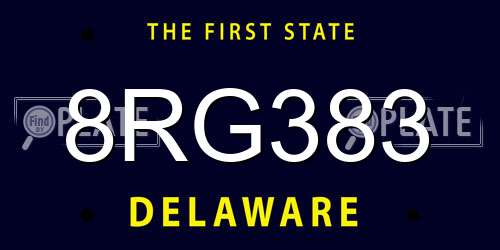 8RG383 Delaware License Plate