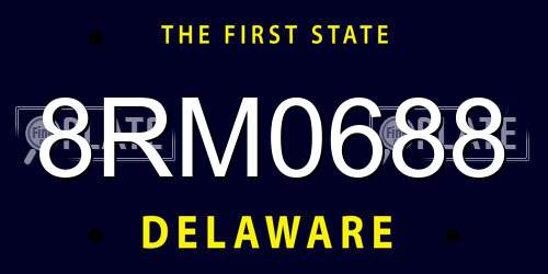 8RM0688 Delaware License Plate